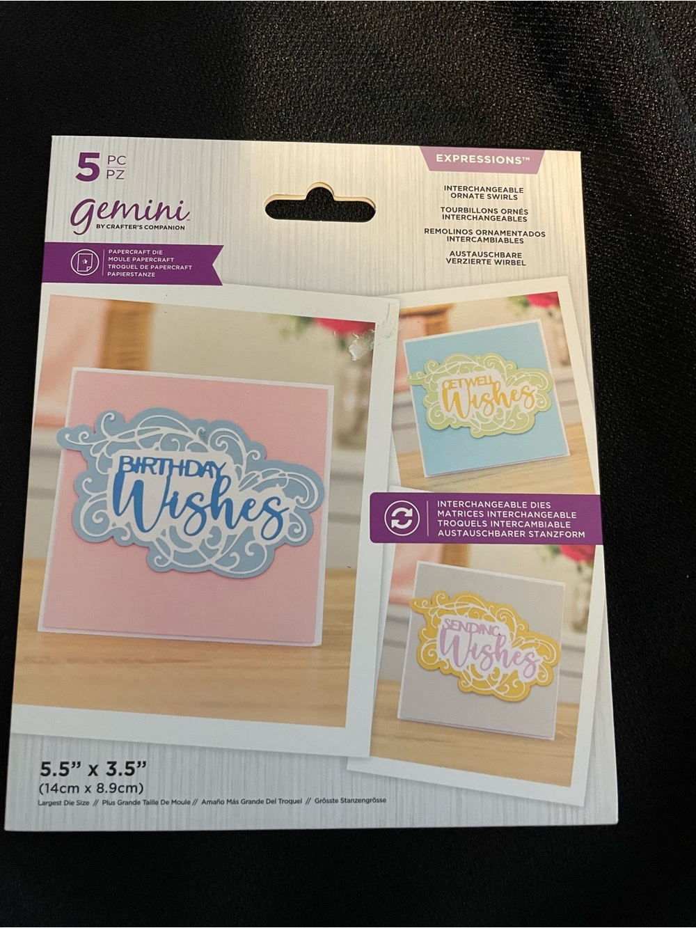 NewGemini Expressions 5pc Cardmaking Die Set - Birthday Get Well Sending Wishes